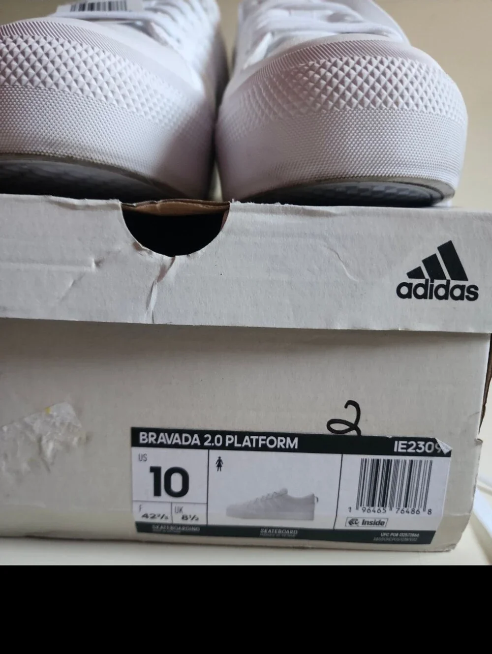 Adidas Bravada 2.0 White Platform Skateboarding Shoes, Athletic Sneakers 10